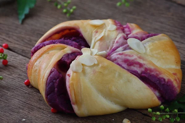 delicious handmade bread food on old wooden