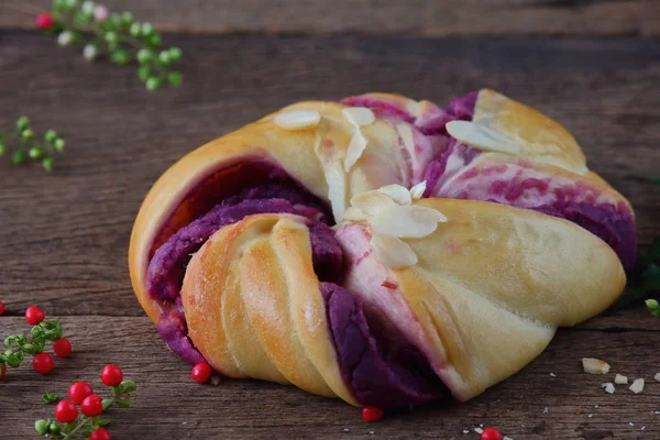 delicious handmade bread food on old wooden background