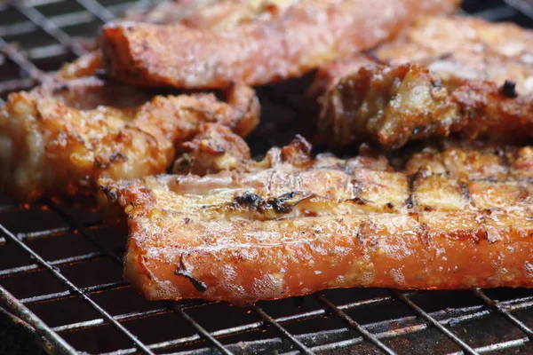 Deliciosa Comida Cerdo Parrilla Carbón Caliente Thaistyle — Foto de Stock