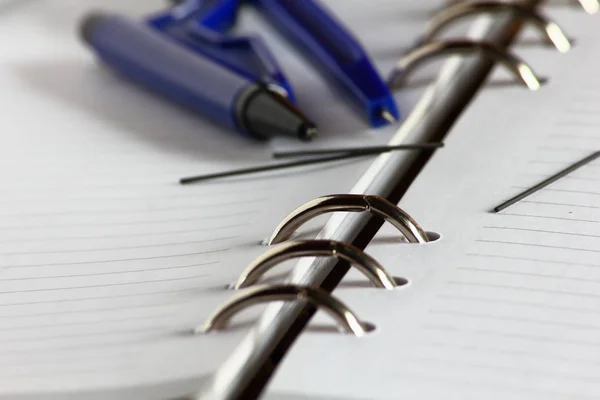 Páginas em branco com linhas de diário de caderno aberto — Fotografia de Stock