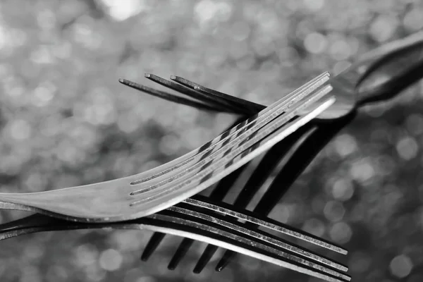 Forchetta Vicino Mangiare Cibo Nel Ristorante Sfondo — Foto Stock