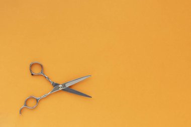 Şık profesyonel kuaför makas, siyah arka plan üzerinde saç kesim. Kuaför Salonu konsept, Kuaförlük ayarla. Saç aksesuarları. Uzay resmi Kopyala, yat