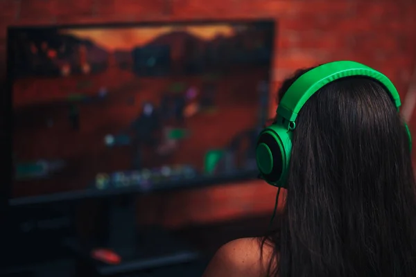 Sports Menina Jogando Jogo Estratégia Vídeo Comunidade Steam Esports Club — Fotografia de Stock