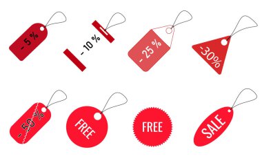 Örnekler Kara Cuma etiketleri, Noel etiketleri, örnek için depo etiketleri.