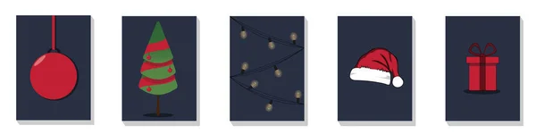 一套蓝色背景的圣诞贺卡 — 图库矢量图片