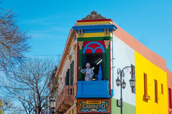 Buenos Aires Argentina September 2018 Famous Colorful Streets Caminito Statue — Stock Photo, Image