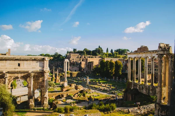 Roma Italia Vista Panorámica Sobre Foro Romano Palacio Tiberio Templo — Foto de Stock