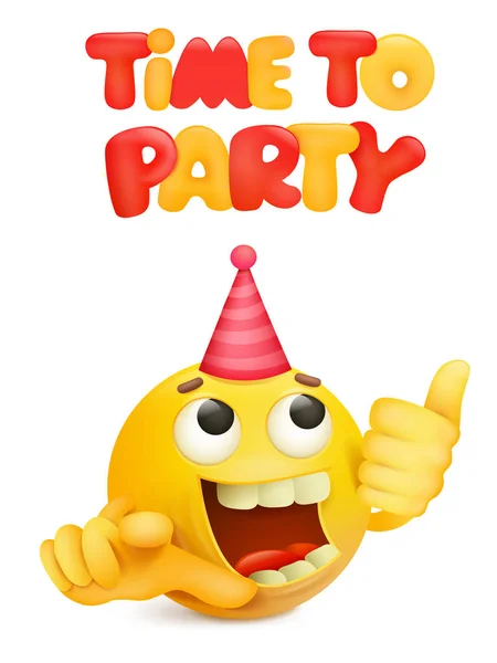 黄色の絵文字顔文字ベクトル図でパーティの招待状カード テンプレート — ストックベクタ