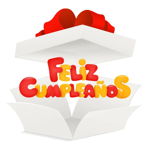 Feliz Cumpleanos Happy Birthday Hiszpański Kartkę Życzeniami Pudełko Ilustracja Wektorowa — Wektor stockowy