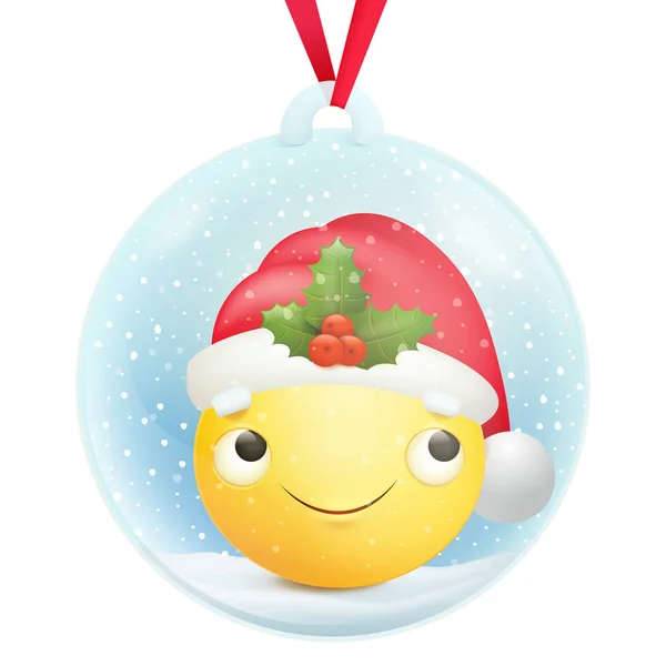 Lembrança Decorativa Bola Neve Vidro Com Personagem Emoji Amarelo Desenhos —  Vetores de Stock