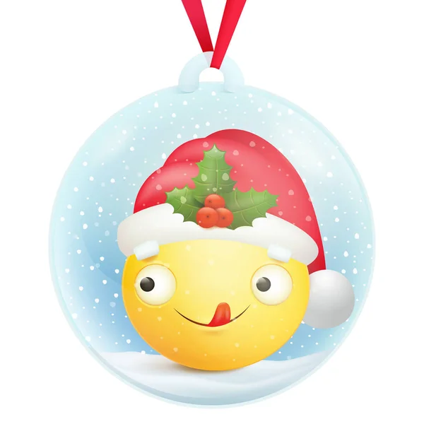 Lembrança Decorativa Bola Neve Vidro Com Personagem Emoji Amarelo Desenhos —  Vetores de Stock