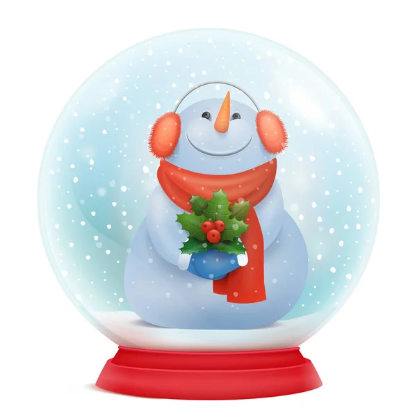 Globo Neve Natal Com Boneco Neve Personagem Engraçado Dos Desenhos —  Vetores de Stock