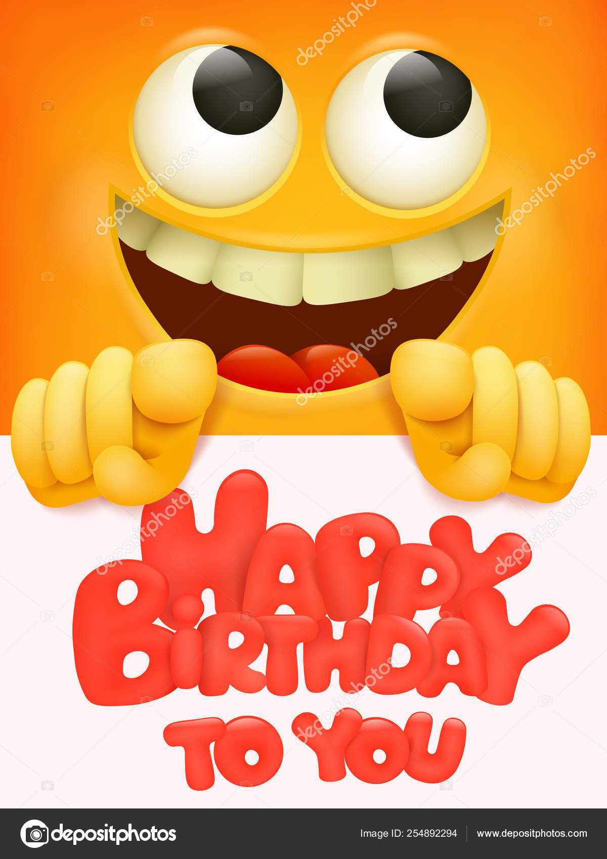 Happy birthday to you vector banner design with funny smiley emoji ...