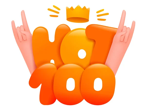 Hot 100 πρότυπο κάρτα κατάταξης με δύο χέρια κινουμένων σχεδίων — Διανυσματικό Αρχείο