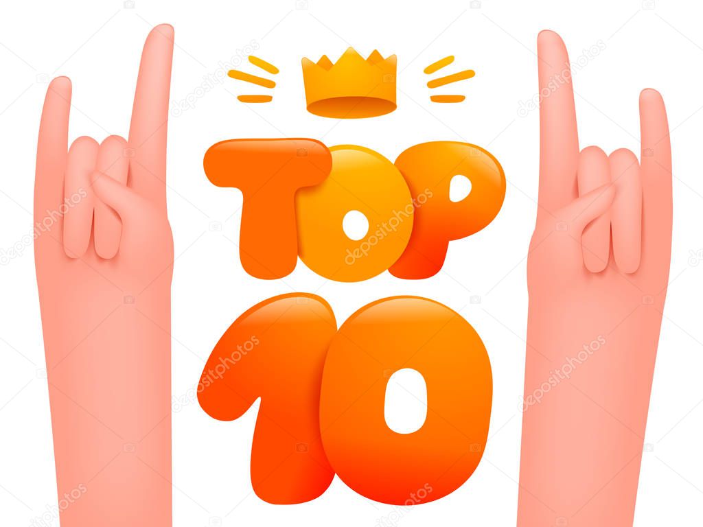 Top 10 concept cartoon card template with two human comic hands