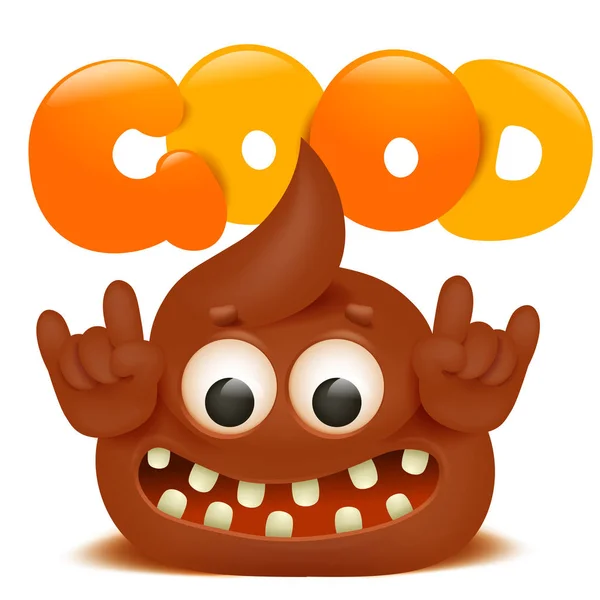 Stinky poop cartoon emoji figur. Lustige Motivationskarte — Stockvektor