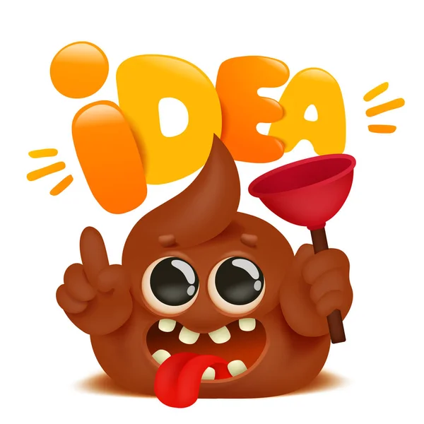 Stinky poop cartoon emoji figur. Motivationscomickarte — Stockvektor