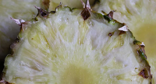 Slices Ripe Pineapple Macro Photo — Stock Photo, Image