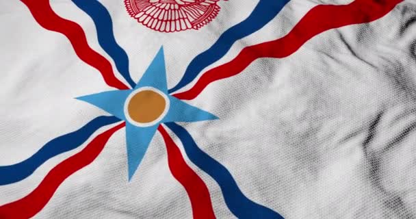 Full Ram Animering Assyrisk Flagga Viftar — Stockvideo