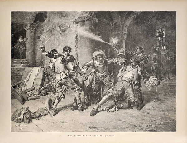 Cesare Detti 1885 Ben Megjelent Une Querelle Sous Louis Xiii — Stock Fotó