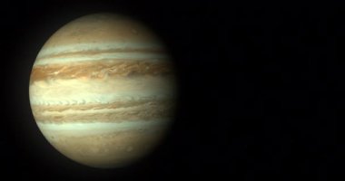 Jüpiter gezegeninin ekseninde dönen 3D yansıması.