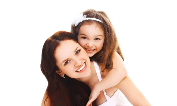 Retrato primer plano feliz sonriente madre con niño pequeño daughte — Foto de Stock