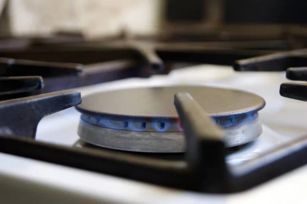 Kitchen Gas Stove Low Burning Propane Gas Conception Bad Gas — Stock Photo, Image