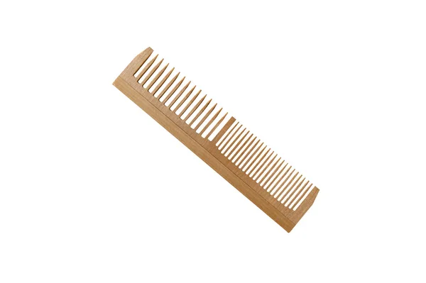 Single Wood Comb Isolated White Background Hair Care Concept — Stock Photo, Image