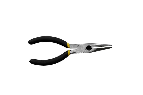 Isolated Metal Pliers Plastic Black Handles White Background Construction Tool — Stock Photo, Image
