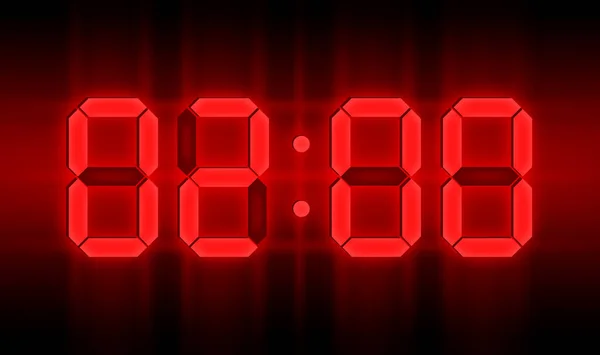Relógio Digital Néon Brilhante Vermelho Show Escuro Hora — Fotografia de Stock