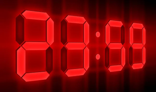 Karanlık Gösteride Parlayan Kırmızı Dijital Saatler — Stok fotoğraf