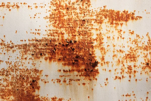 White Rust Metal Decayed Crumpled Sheet Wide Background. Weathered Iron Rusty Isolated Metallic Texture. Corroded Steel Structure. Abstract Web Banner.