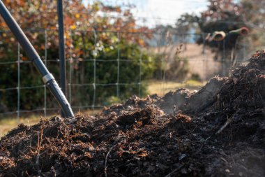 Avustralya 'da gübre yığınları, Tazmanya Avustralya' da dönen organik termofilik gübre. 