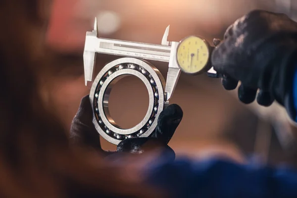 Technician Mesuring Ball Bearing Industrial Factory Concept Clean Energy Futuristic Stock Picture