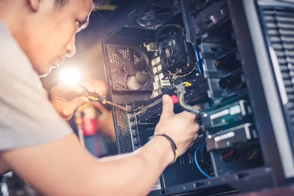 Technician Hold Screwdriver Repairing Computer Concept Computer Hardware Repairing Upgrade Stock Picture