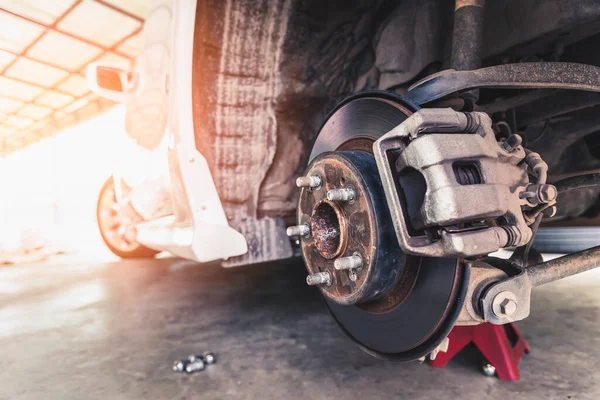 Abstract Image Car Remove Rear Wheel Repair Disc Brake Garage – stockfoto