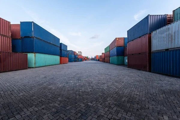 Background Image Container Yard — Stock Photo, Image
