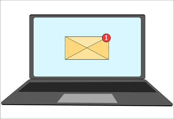 E- posta Pazarlama, E- posta Simgesi ile Laptop. Kavram — Stok Vektör