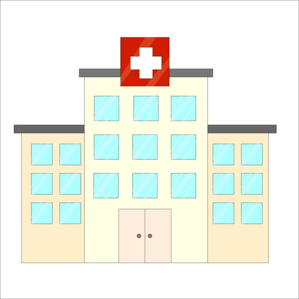 Ziekenhuisgebouw Medisch Icoon Platte Ontwerp Vector Illustratie — Stockvector