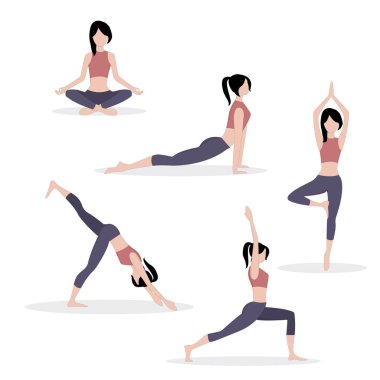 Yoga ve spor yapan bir grup kadın..