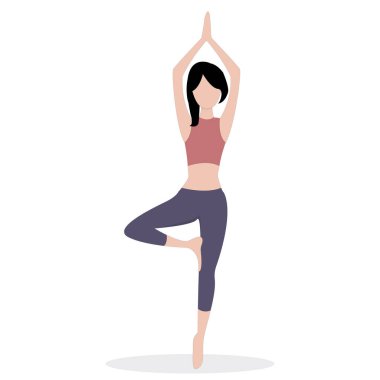 Ağaç Yogası Poz Vektörü İllüstrasyonu