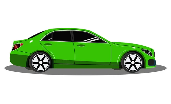 車の概念。グリーン車だ。スポーツカー,現代車. — ストックベクタ