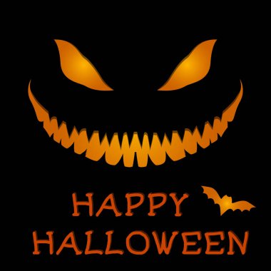 Cadılar Bayramı Yarasa Kanatları Sembolü ve Tipografik Vektör Tasarımı