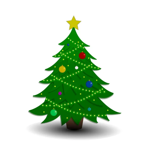 Árbol Navidad Feliz Navidad Feliz Año Nuevo Ilustración Vectorial — Vector de stock