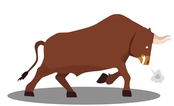 白色背景的黄牛 面红耳赤的现实公牛矢量说明 — 图库矢量图片
