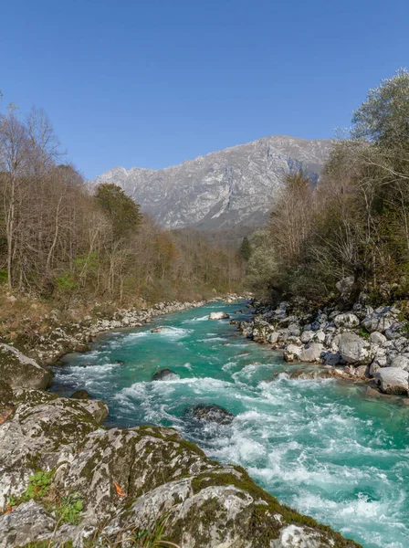 Kobarid Szlovénia 2014 Október Soca Folyó Átfolyik Nyugat Szlovénián Forrása — Stock Fotó