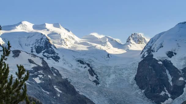Pontresina Suisse Octobre 2014 Coucher Soleil Sur Glacier Suisse Morteratsch — Video