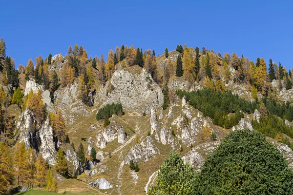 Calfosch Italy October 2014 Natural Autumn Scene Val Badia Dolomites — 图库照片