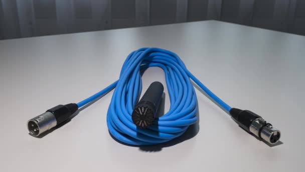 Zurich Switzerland June 2020 Animated Stop Motion Blue Microphone Cable — Stock Video