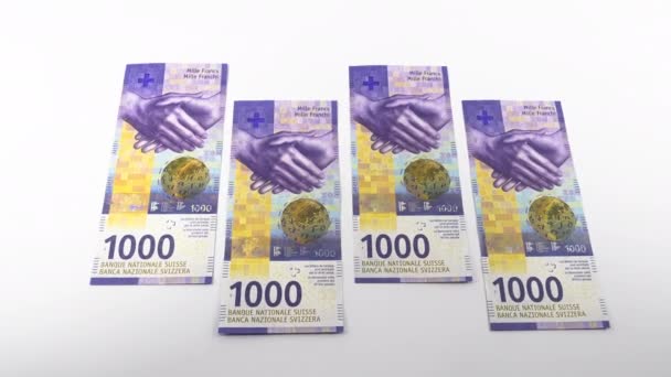 Zürih Sviçre Haziran 2020 1000 Franka Sviçre Nin Büyük Banknotlarıyla — Stok video